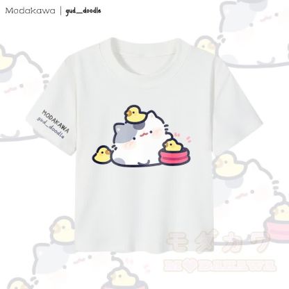 MODAKAWA x gud_doodle Kitty Chick Grafik Damen Cropped T-Shirt 92% gekämmte Baumwolle - Weiß - XL - image 4