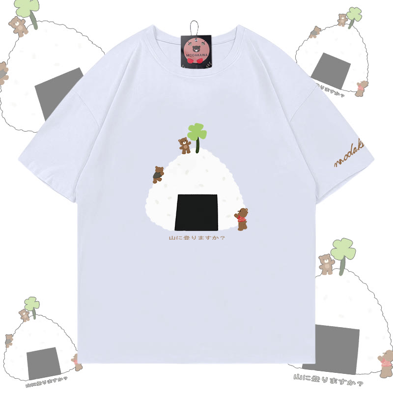 Modakawa Baumwoll-T-Shirt mit Reisballbär-Motiv - White - 5XL - image 3