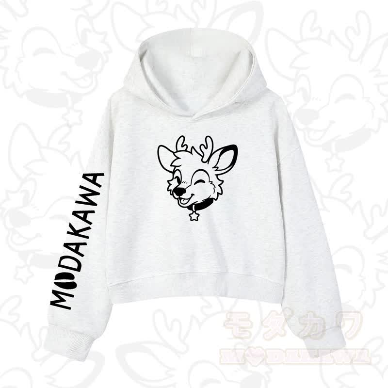 MODAKAWA Baumwoll-Hoodie mit Hundemotiv (kurzer Schnitt) - Hellgrau - 3XL - image 8