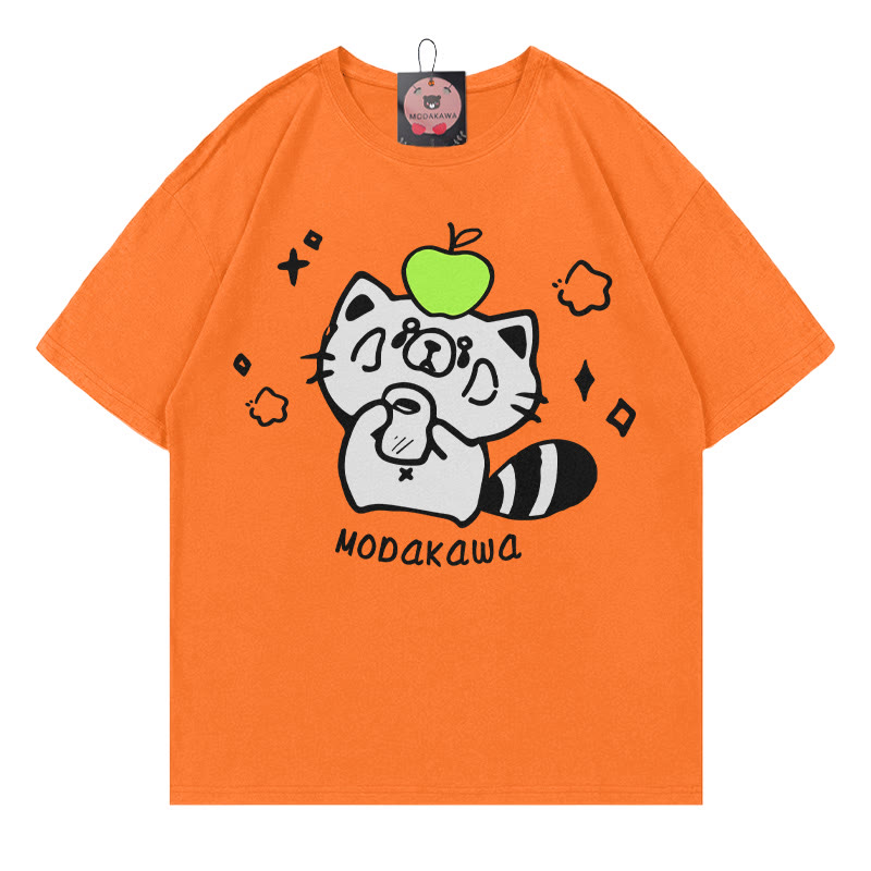 MODAKAWA T-Shirt mit rotem Panda-Buchstabenprint - Orange - 5XL - image 4