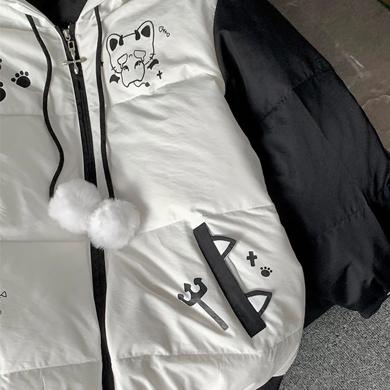 Pufferjacke mit Kapuze und Katzenohren - image 5