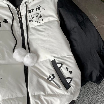 Pufferjacke mit Kapuze und Katzenohren - image 5