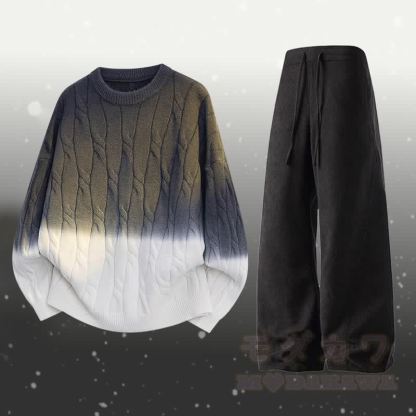 Zweiteiliger Strickpullover mit Farbverlauf und Taschen - Satz D - 3XL - image 4