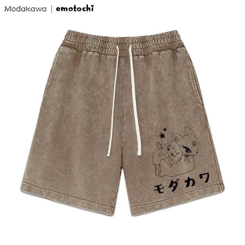 Shorts mit Bunny Girl-Grafik im Vintage-Look - Braun - 3XL - image 5