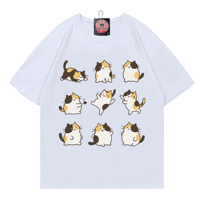 Modakawa T-Shirt mit Katzenmotiv - White - 5XL - image 3