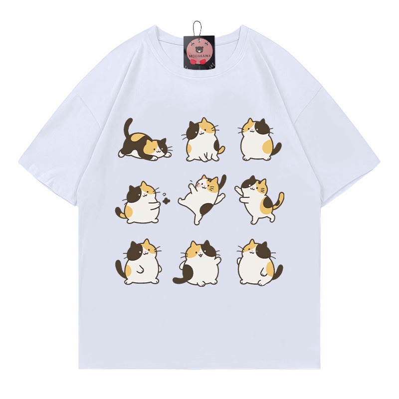 Modakawa T-Shirt mit Katzenmotiv - White - 5XL - image 3