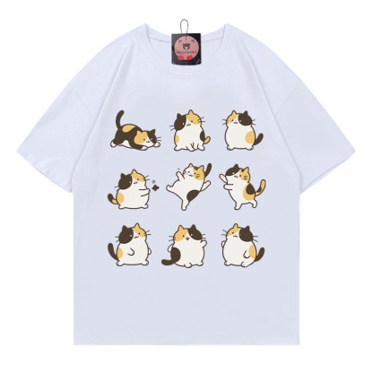Modakawa T-Shirt mit Katzenmotiv - White - 5XL - image 3