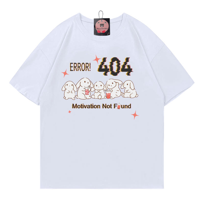ERROR 404 MOTIVATION NICHT GEFUNDEN Hasendruck 100% Baumwolle Modakawa T-Shirt - White - 5XL - image 4