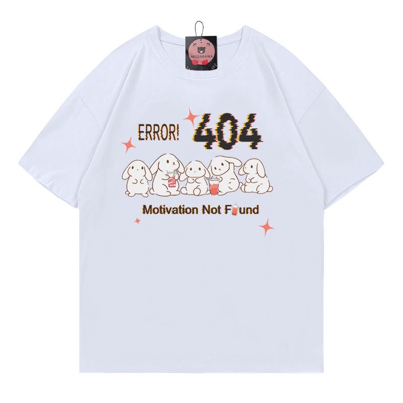 ERROR 404 MOTIVATION NICHT GEFUNDEN Hasendruck 100% Baumwolle Modakawa T-Shirt - White - 5XL - image 4