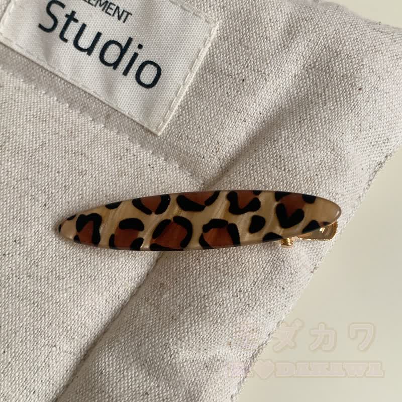 Vintage Haarspangen mit Leopardenmuster, Blumenherz und Wellenmuster - Hellbraun B - image 11