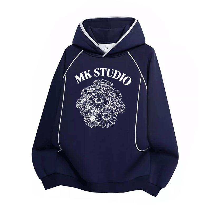 MK STUDIO Daisy Graphic Modakawa Raglan Sleeve Oversized Pullover Hoodie - Purplish Blue - 3XL - image 4