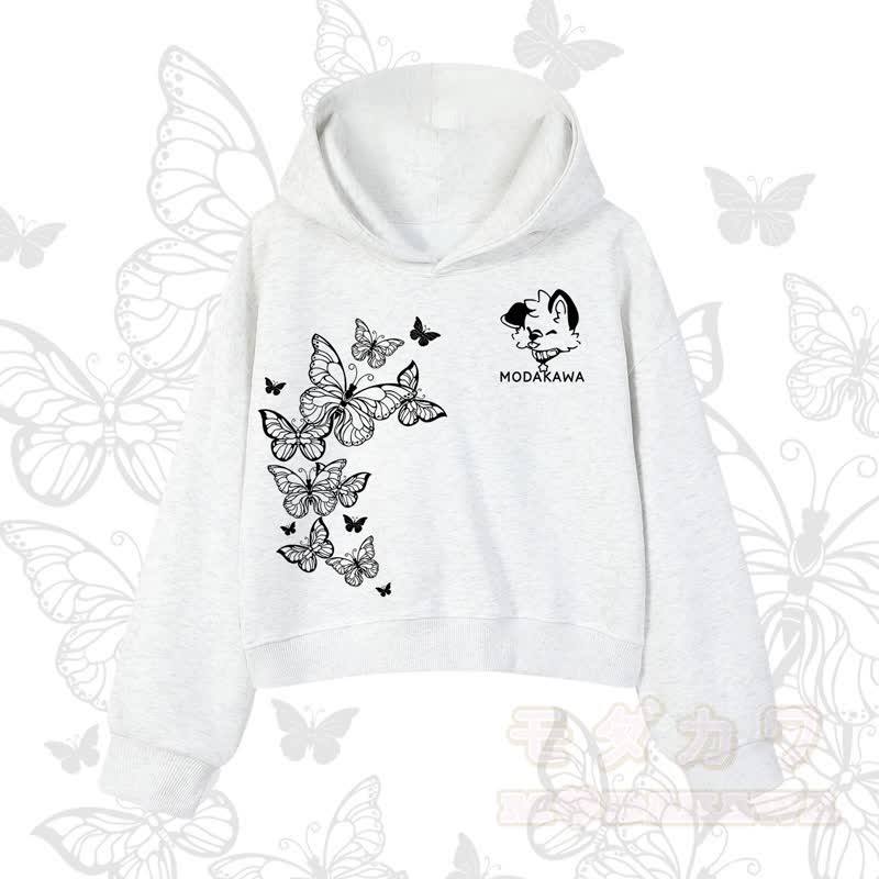 MODAKAWA Baumwoll-Hoodie mit Schmetterlings- und Hundemotiv - Hellgrau - 3XL - image 8