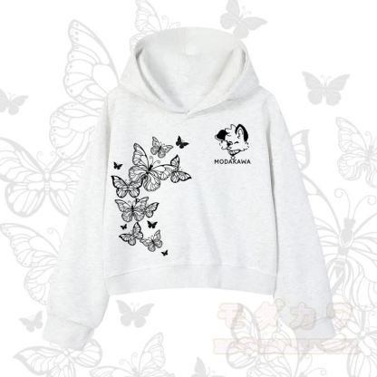 MODAKAWA Baumwoll-Hoodie mit Schmetterlings- und Hundemotiv - Hellgrau - 3XL - image 8