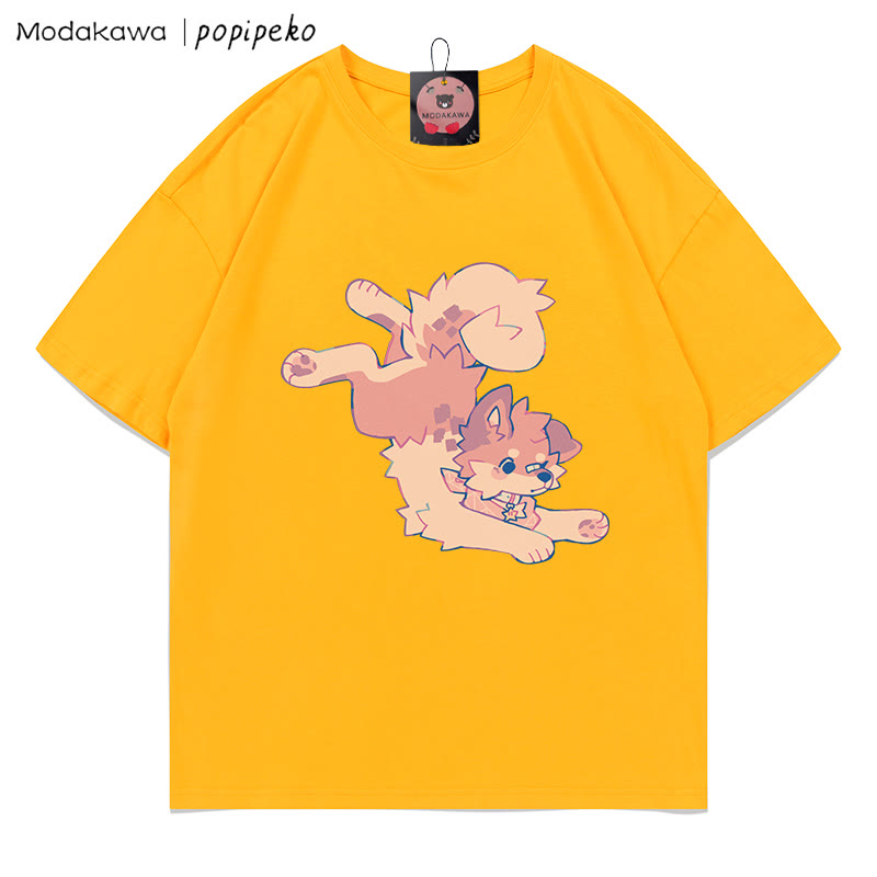 MODAKAWA X popipeko Welpenprint T-Shirt - Yellow - 5XL - image 6