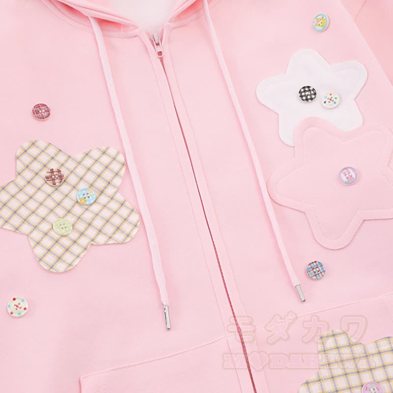 Hochwertige, strapazierfähige Kapuzenjacke mit Patchwork-Muster und Blumenmuster - image 10