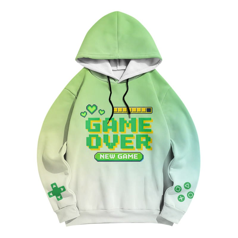 GAME OVER Arcade Graphic Modakawa Pullover Hoodie - Green - 6XL - image 4