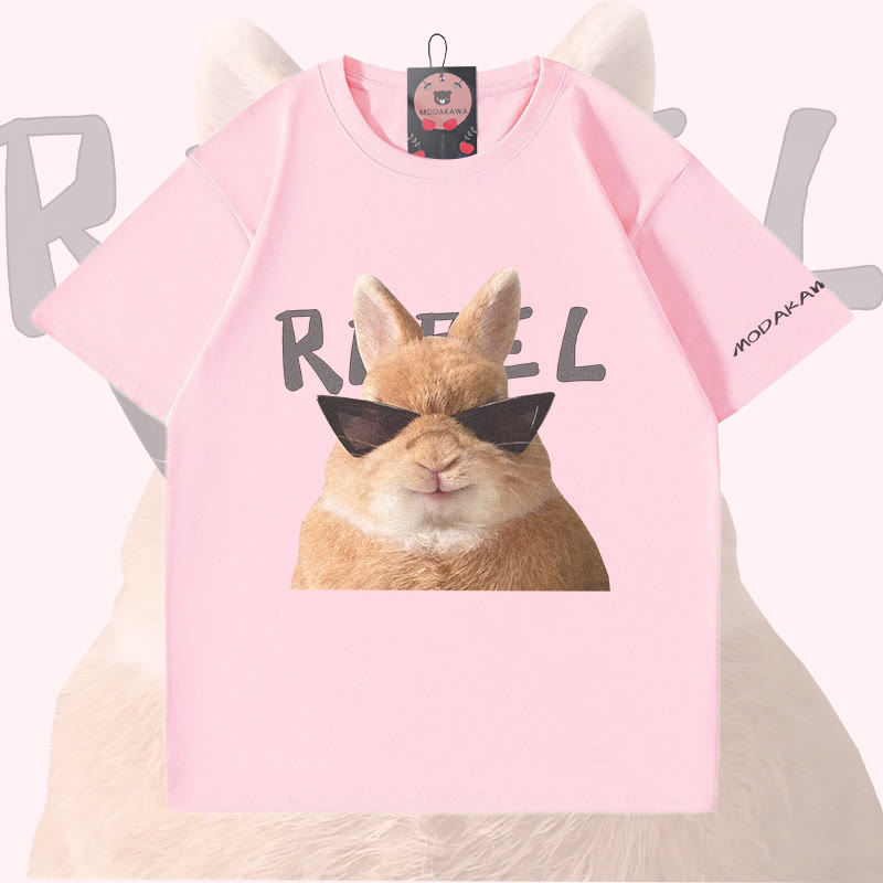 MODAKAWA Sonnenbrillen-Hasen-Grafik-T-Shirt - Pink - 5XL - image 2