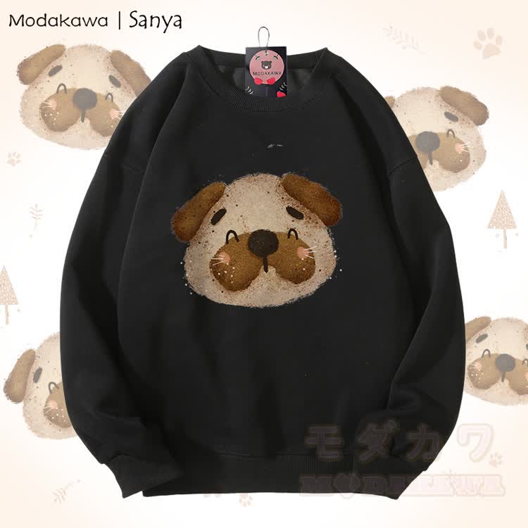 MODAKAWA X Sanya Unisex-Sweatshirt mit niedlichem Welpenmotiv - Schwarz - 5XL - image 3