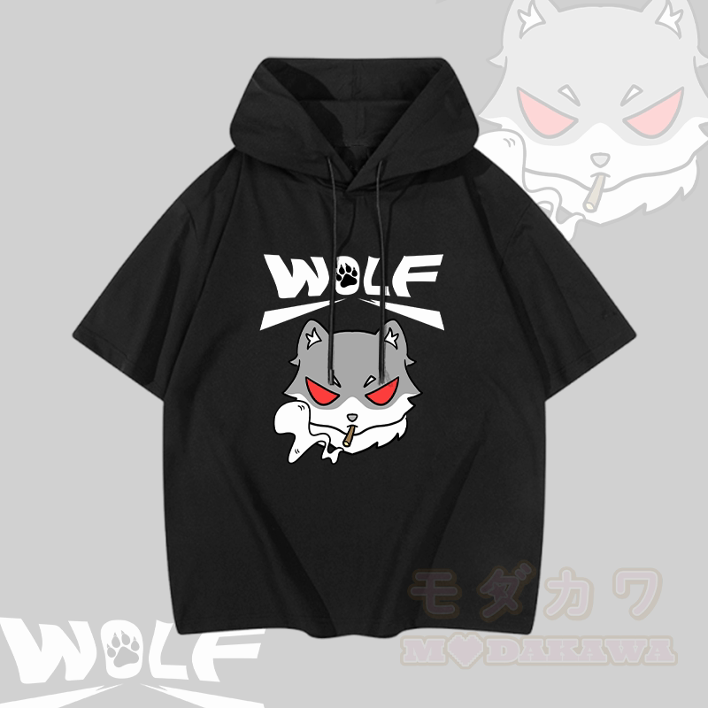MODAKAWA Smoking Wolf Grafik-Kurzarm-Hoodie - Schwarz - 3XL - image 4