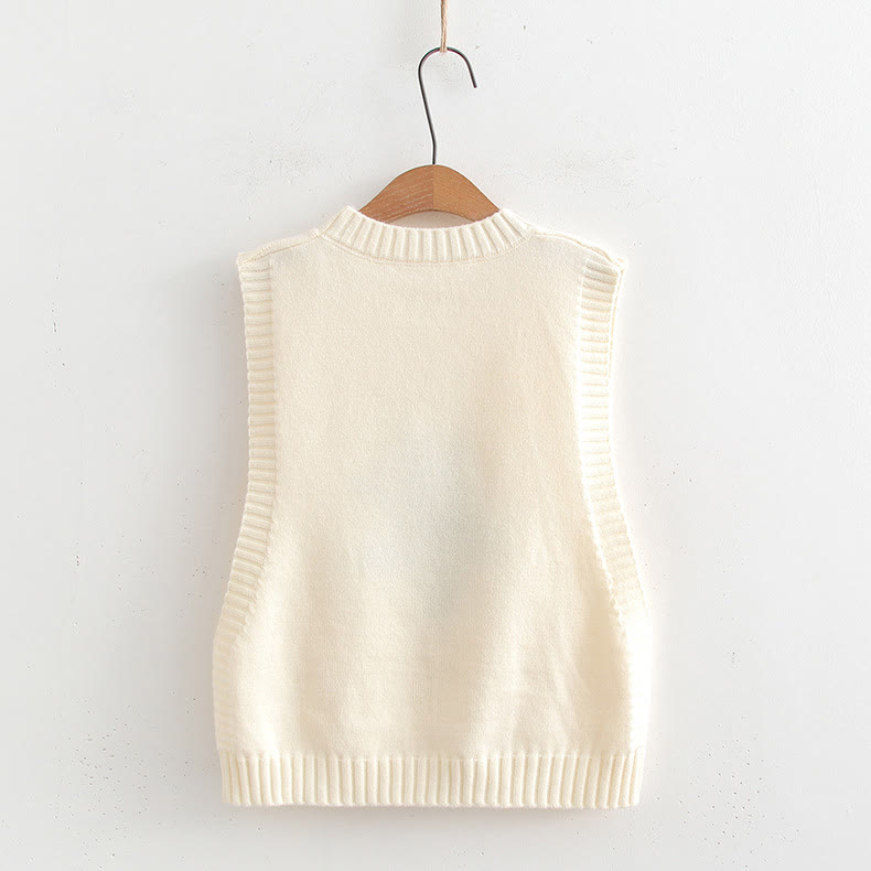 Dreiteiliges Set aus Strickweste, Bluse und Rock mit Rundhalsausschnitt und Katzenmotiv - image 7