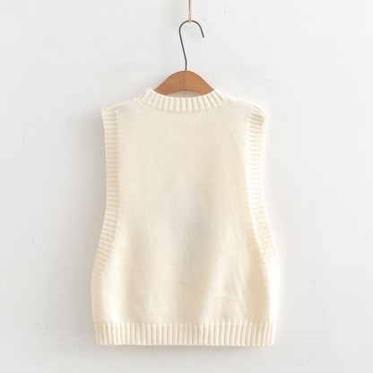 Dreiteiliges Set aus Strickweste, Bluse und Rock mit Rundhalsausschnitt und Katzenmotiv - image 7