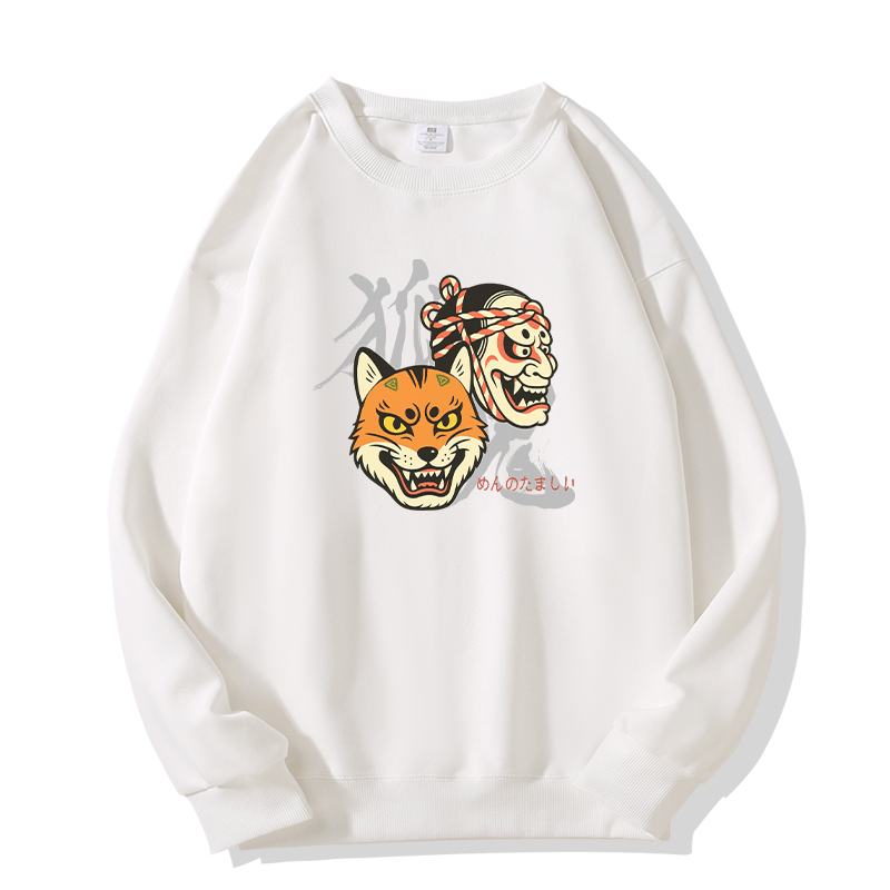 Sweatshirt mit Rundhalsausschnitt und japanischem Maskenmotiv - White - 5XL - image 3