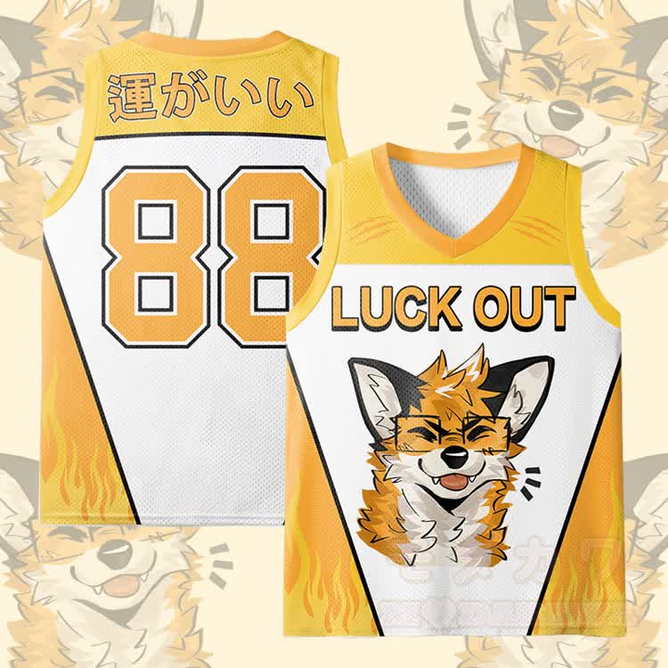 MODAKAWA X atka LUCK OUT Glasses Fox Graphic Mesh Tank Top - Gelb - 3XL - image 5