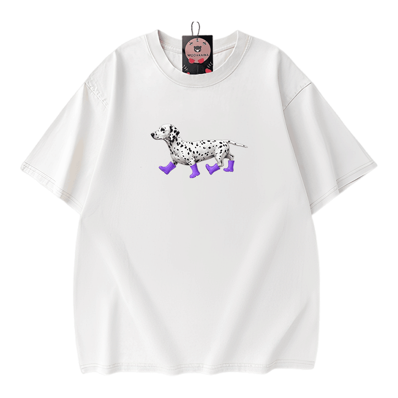 Dalmatiner-Grafik Modakawa Unisex Vintage Washed T-Shirt - White - 5XL - image 5