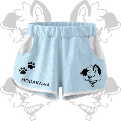 MODAKAWA X popipeko Puppy Graphic Crop Tank Tank Sport Top Shorts Bikini Matching Outfit - Blue Shorts - 5XL - image 11