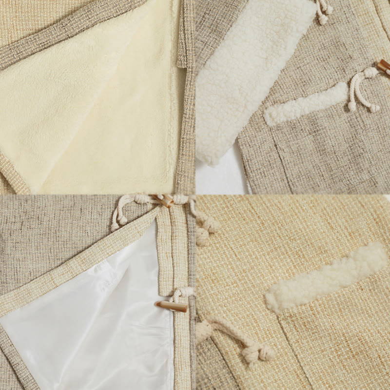 Vintage-Jacke mit quadratischem Ausschnitt, Oberteil mit Schnalle, Hose mit weitem Bein, dreiteiliges Set - image 10