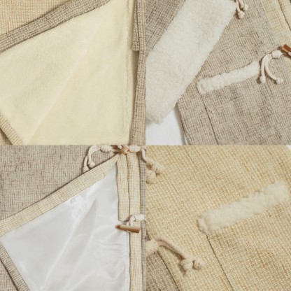 Vintage-Jacke mit quadratischem Ausschnitt, Oberteil mit Schnalle, Hose mit weitem Bein, dreiteiliges Set - image 10