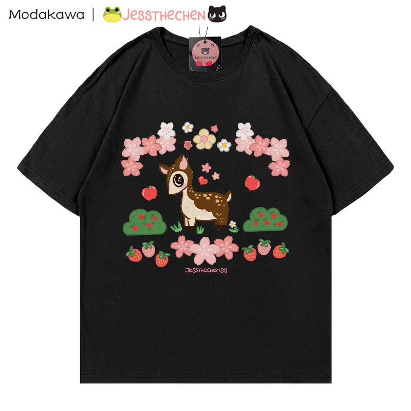 MODAKAWA X jessthechen Baby Deer Print T-Shirt - Black - 5XL - image 3
