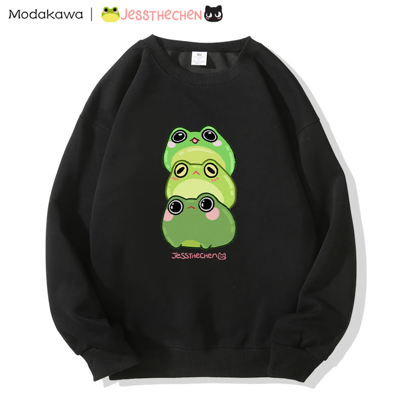 MODAKAWA X jessthechen Stacked Frog Graphic Sweatshirt - Black - 5XL - image 3