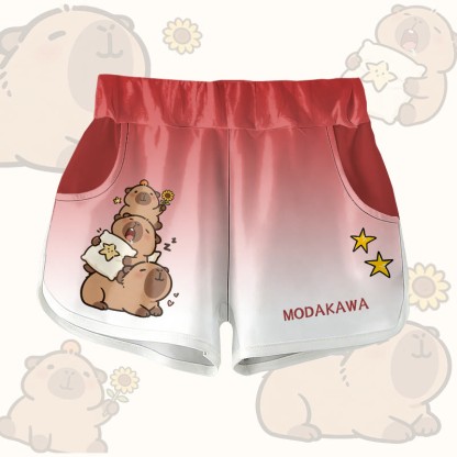 Capybara Stack Graphic Modakawa Shorts - Red - 5XL - image 6