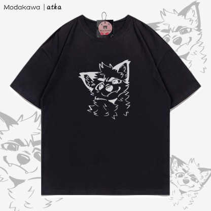MODAKAWA X atka T-Shirt mit niedlichem Fuchs-Grafik - Black - 5XL - image 7