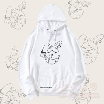 MODAKAWA Nabi Smoking Bunny Graphic Streetwear Pullover Hoodie - Weiß - 5XL - image 4