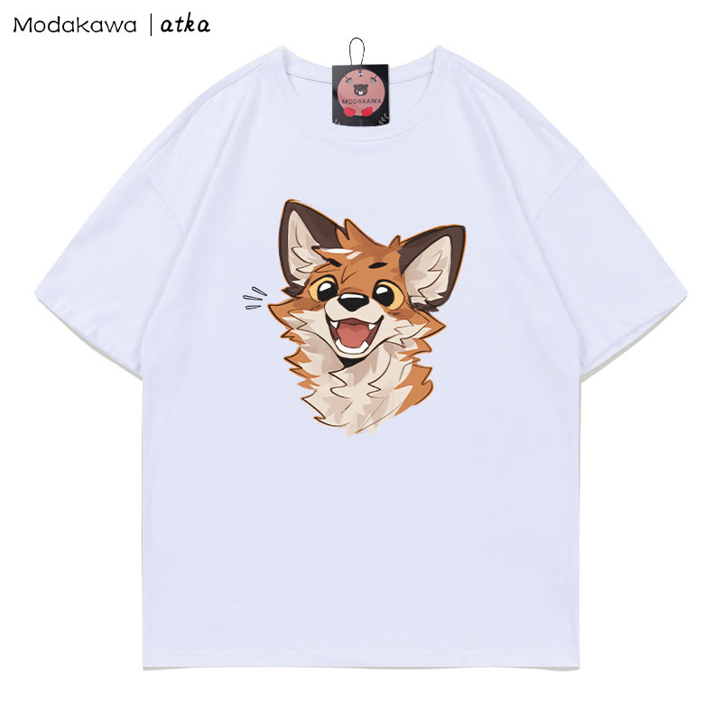 MODAKAWA X atka Cheerful Fox Grafik-T-Shirt - White - 5XL - image 3