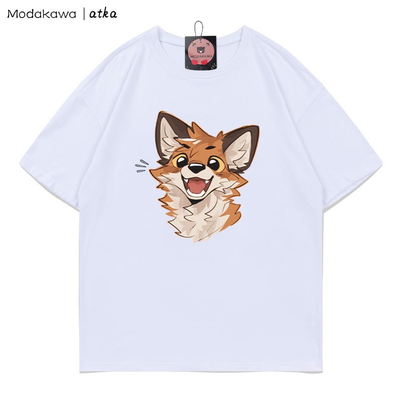 MODAKAWA X atka Cheerful Fox Grafik-T-Shirt - White - 5XL - image 3