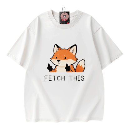 Hol dir dieses Modakawa Vintage T-Shirt mit Fuchs-Motiv aus gewaschener 100% Baumwolle! - White - 5XL - image 3