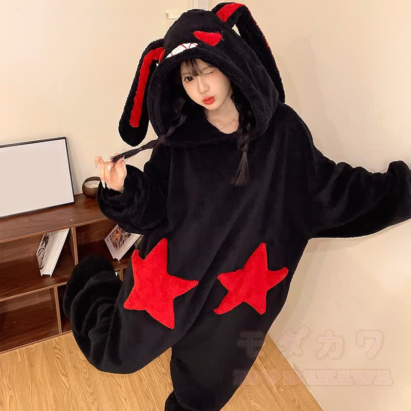 Sternenhasen-Plüsch-Kapuzen-Einteiler-Schlafanzug - image 6