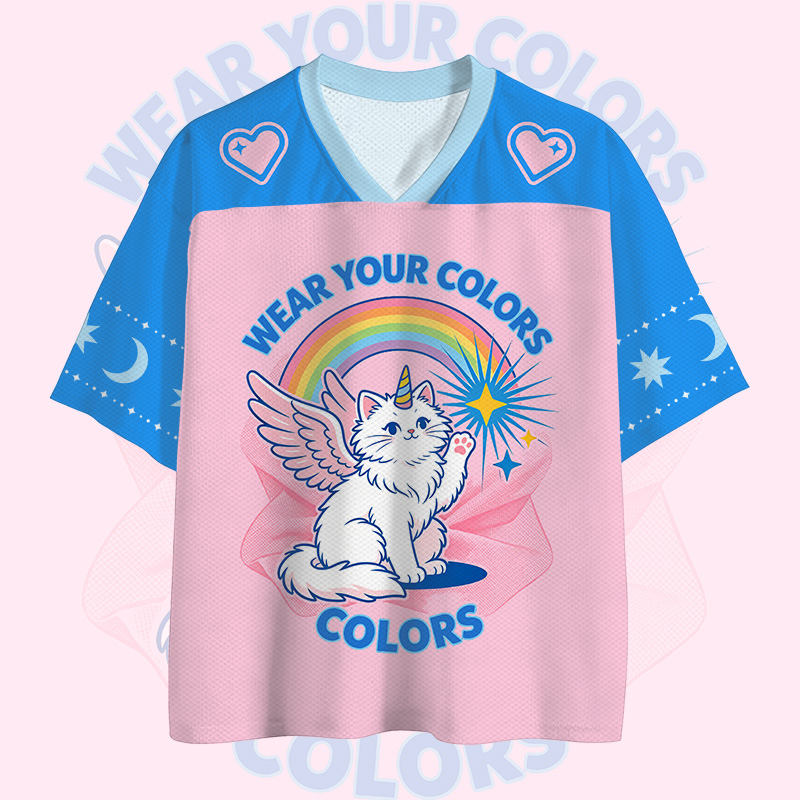 Zeig deine Farben! Katzen-Einhorn-Zahlen-Grafik Vintage Mesh Jersey T-Shirt - image 2