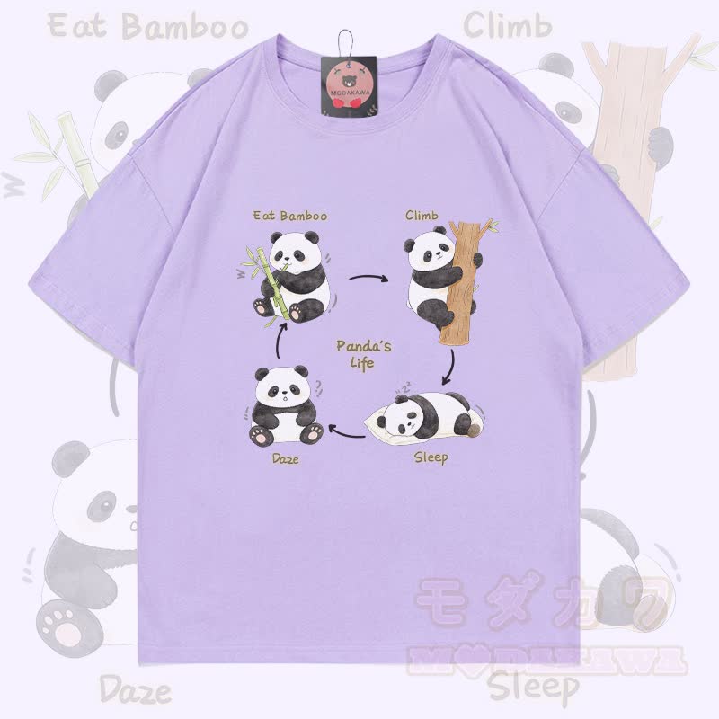 Panda's Life Grafik Modakawa 100% Baumwoll-T-Shirt - Hellviolett - 5XL - image 5