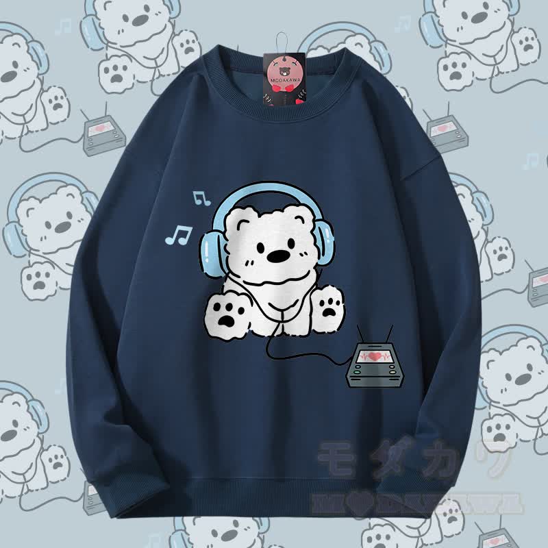MODAKAWA Kopfhörer Bär Grafik Partner-Sweatshirt Unisex - Purpurblau - 5XL - image 3