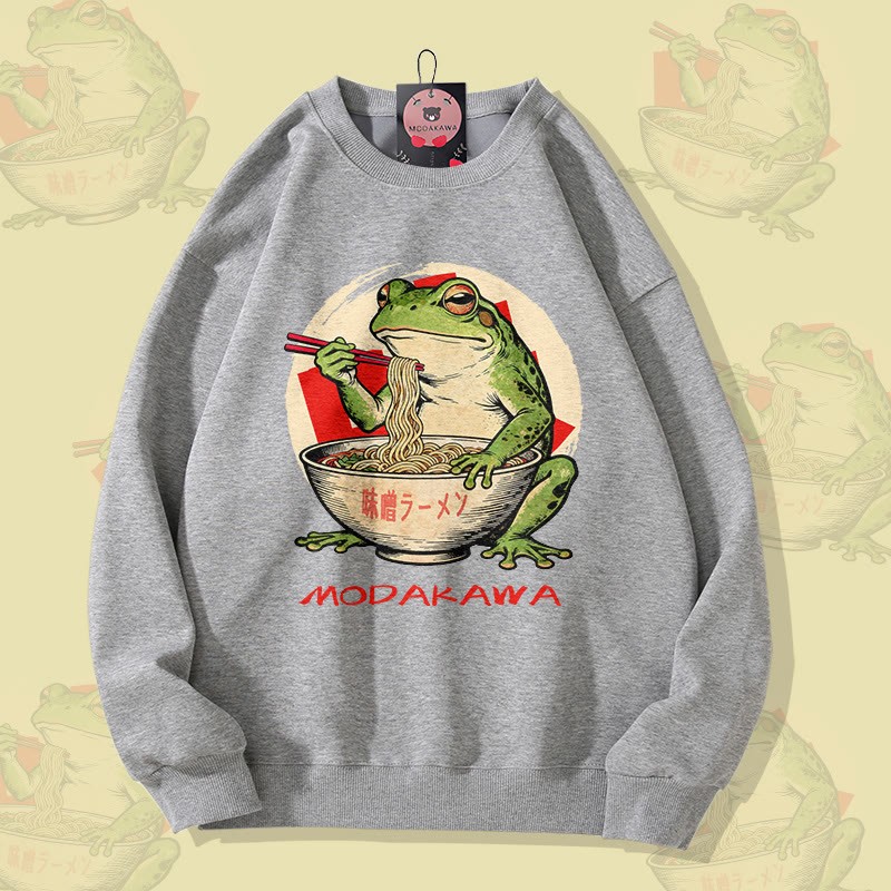 MODAKAWA Unisex-Sweatshirt mit Frosch-Ramen-Motiv - Grey - 5XL - image 3