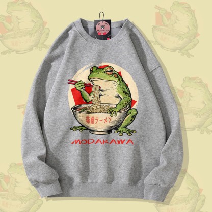 MODAKAWA Unisex-Sweatshirt mit Frosch-Ramen-Motiv - Grey - 5XL - image 3