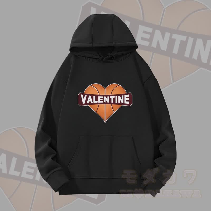 MODAKAWA VALENTINE Herzförmiger Basketball-Grafik-Hoodie (schwer) - Schwarz - 2XL - image 4