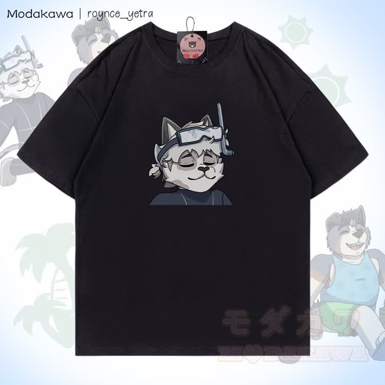 MODAKAWA X roynce_yetra Schnorchelkatze Grafik 100% Baumwolle T-Shirt - Schwarz - 5XL - image 3