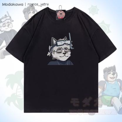 MODAKAWA X roynce_yetra Schnorchelkatze Grafik 100% Baumwolle T-Shirt - Schwarz - 5XL - image 3