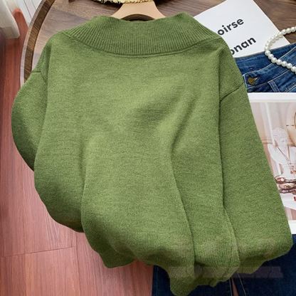 Zweiteiliges Set: Farben -Strickpullover mit V-Ausschnitt und A-Linien-Rock - image 7