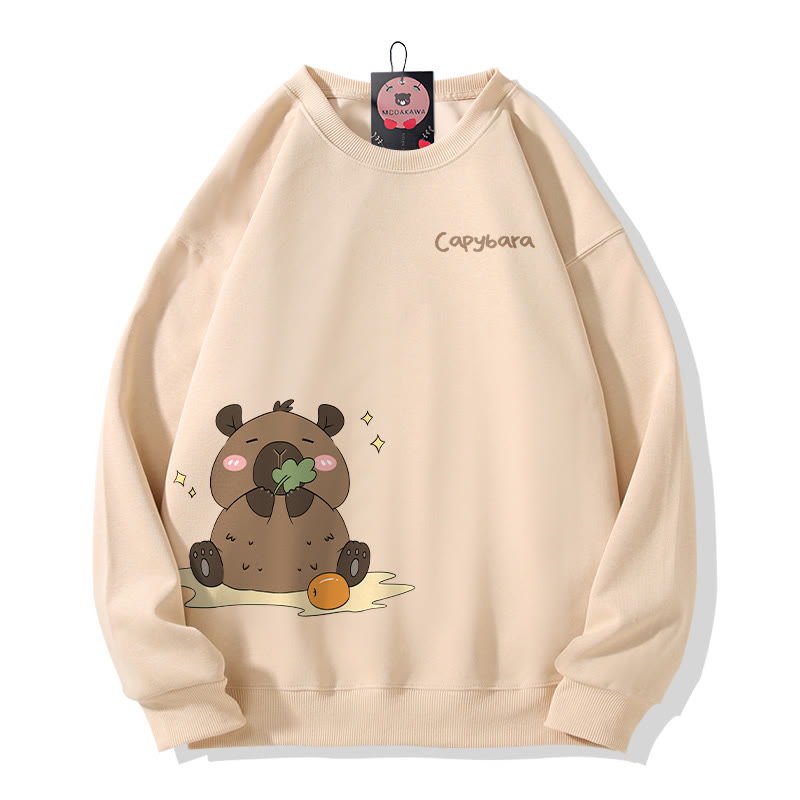 Sweatshirt mit Capybara-Motiv (Friss oder stirn) mit Rundhalsausschnitt - Apricot - 5XL - image 3